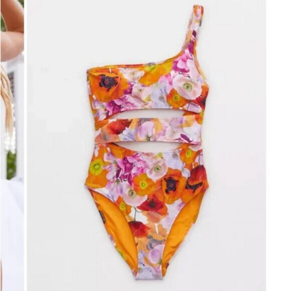 AERIE Cut Out One Shoulder One Piece Swimsuit - Like New - Picture 1 of 4